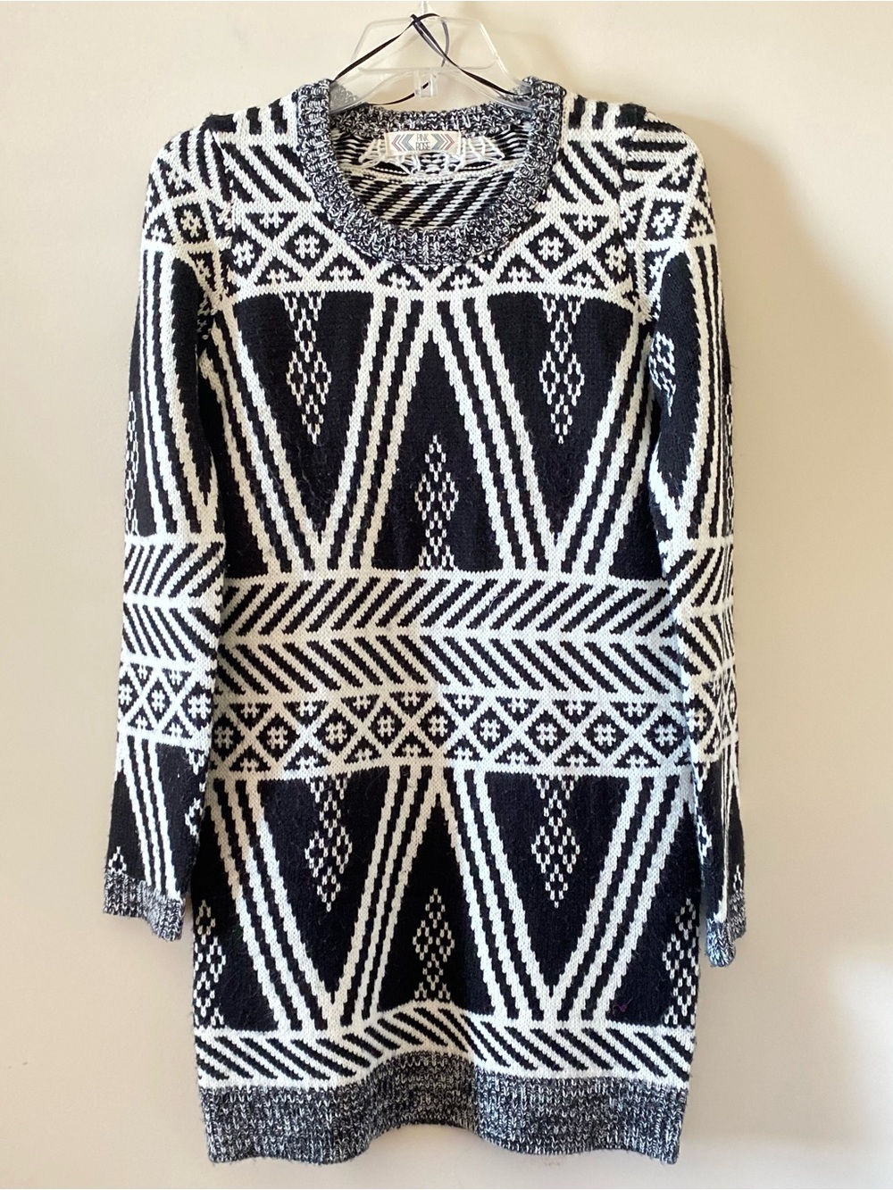 Pink Rose Women’s Acrylic Knit Black and White Dress – L – New with Tags